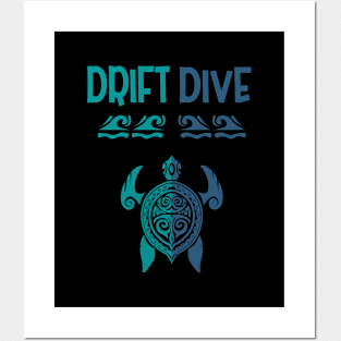 Polynesian Turtle Tattoo Design - Drift Scuba Diving Posters and Art